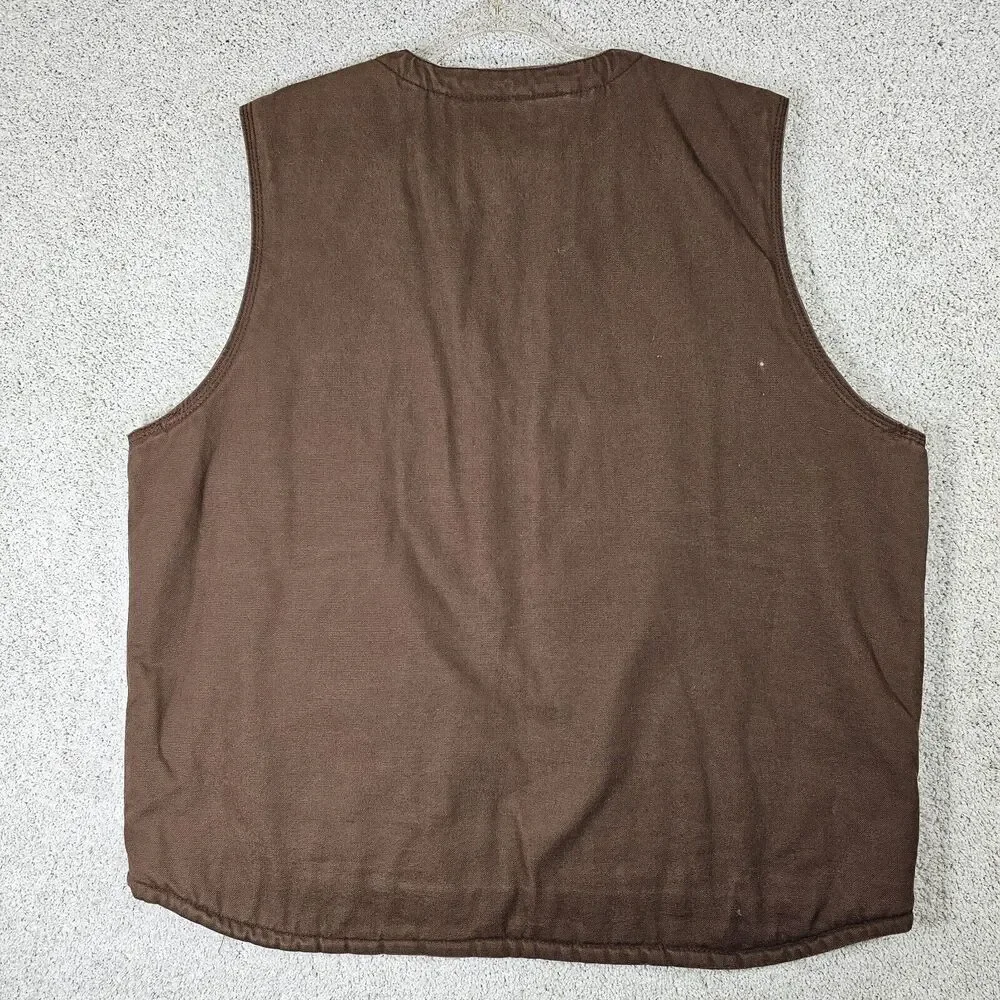 Berne‎ Mens Workwear Heartland Sherpa Lined Canvas Duck Vest Brown Chore Barn XL